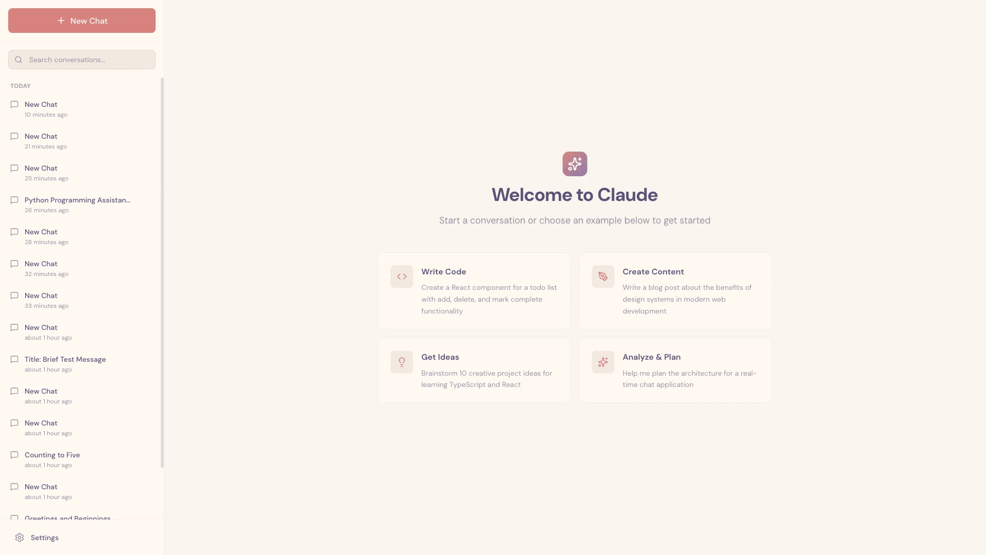 Claude 通过 Puppeteer MCP server 测试 claude.ai 克隆时截取的屏幕截图。